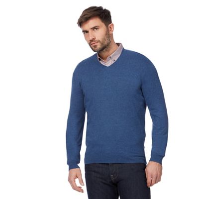 Blue V-neckline jumper